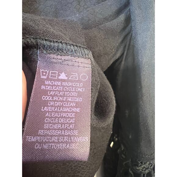 Hale Bob Black Long Sleeve Eyelet Top Size MED - Picture 3 of 5